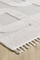 Ibiza - Benita Geometrik Toz Vermeyen İskandinav Desen Saçaklı Halı - Empera