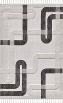 Ibiza - Berta Geometrik Toz Vermeyen İskandinav Desen Saçaklı Halı - Empera