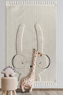 Kids - Bunny Tavşan Figürlü Krem Bebek Odası Halısı - Empera