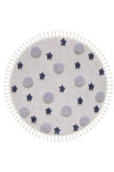 Kids - Galaxy Daire Yuvarlak Takma Saçaklı Çocuk Halısı - Empera