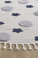 Kids - Galaxy Daire Yuvarlak Takma Saçaklı Çocuk Halısı - Empera