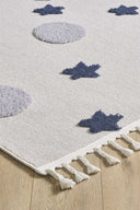 Kids - Galaxy Yıldızlı Galaksi Takma Saçaklı Çocuk Halısı - Empera