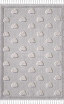 Kids - White Cloud Bulut Desenli Çocuk Takma Saçaklı Çocuk Halısı - Empera