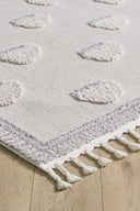 Kids - White Cloud Bulut Desenli Çocuk Takma Saçaklı Çocuk Halısı - Empera