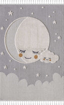 Kids - Cloudy Figürlü Takma Saçaklı Antialerjik Dikdörtgen Halı - Empera