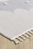 Kids - Cloudy Figürlü Takma Saçaklı Antialerjik Dikdörtgen Halı - Empera