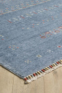 Violin - Marine Etnik Desenli Mavi Saçaklı Salon Halısı - Empera