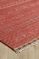 Violin - Flamme Etnik Desenli Kırmızı Saçaklı Salon Halısı - Empera