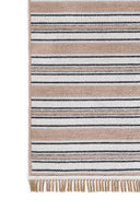 Qılım - Ekru Modern Takma Saçaklı Kilim